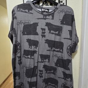 2FlyCo Gray Angus Print Women's Short Sleeve Tee
